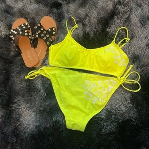 Neon yellow bathing suit